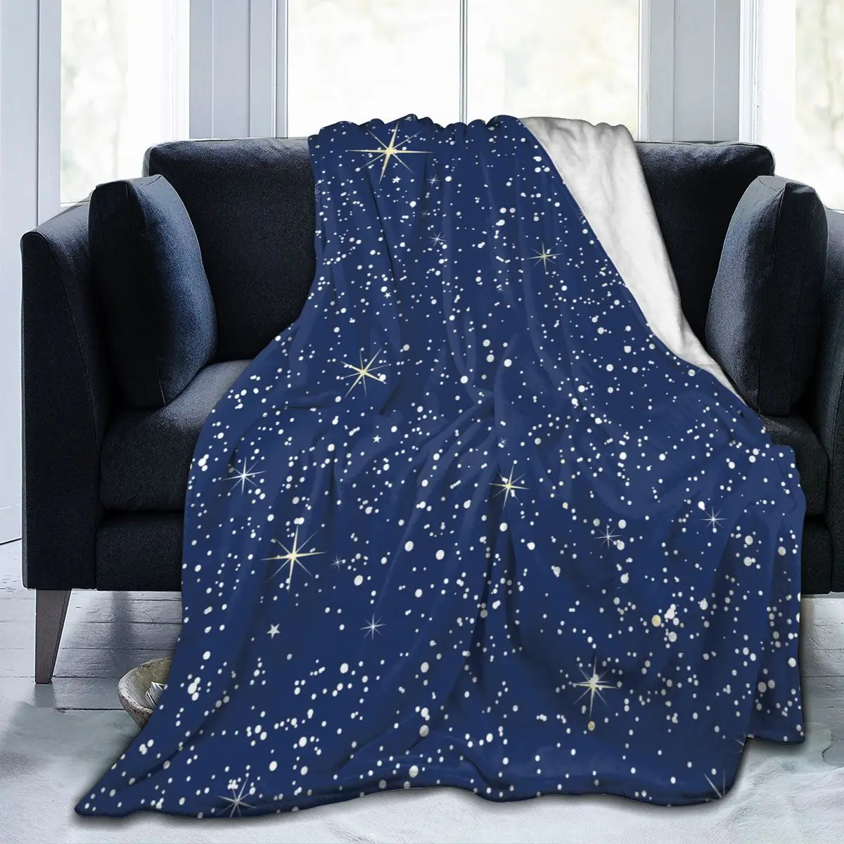 

Мягкое теплое фланелевое одеяло, яркое портативное зимнее одеяло для путешествий с изображением звездной ночи, тонкое покрывало для кроват...