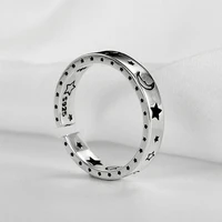 retro smiley open ladies ring stars and moon adjustable fashion ladies simple personality ring jewelry new gift