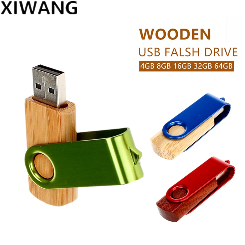 

New Rotary Metal Wood Usb Flash Drive Memory Stick 2.0 4Gb 8Gb Pendrive 16Gb Pen Drive 32Gb 64Gb 128Gb Usb Disk Free Custom Logo