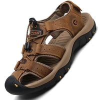 2021 genuine leather men shoes summer new large size mens sandals men sandals fashion sandals slippers big size 38 47