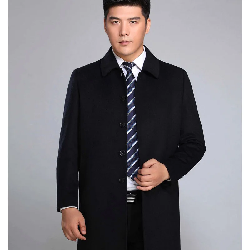 

High quality middle age men's wool coat outerwear men turn down collar thick winter casual woolen overcoat 2 styles 2019 autumn