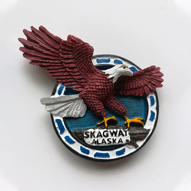 

1pc Alaska Fridge Magnet USA Tourism Souvenir Resin Refrigerator Magnetic Stickers Skagway Eagle Fridge Magnet Home Decor Gifts