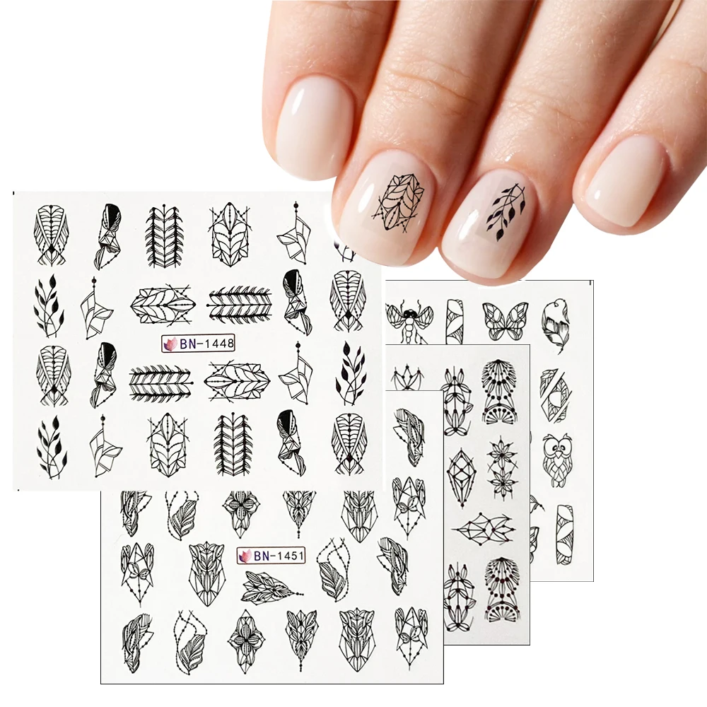 1 лист наклейки для ногтей слайдер красоты черная линия изображение дизайна