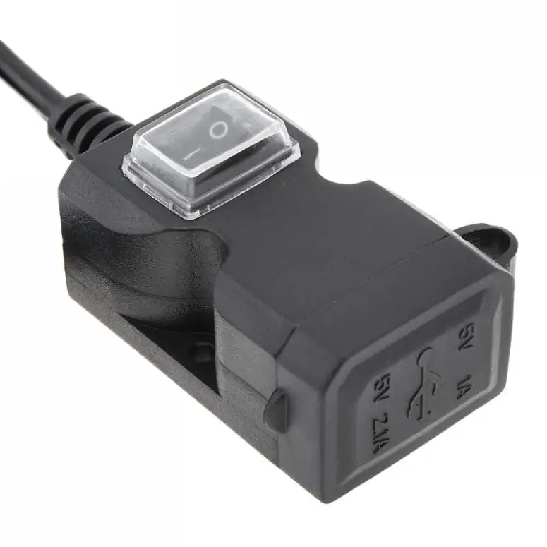 Двойной USB порт 12 в водонепроницаемый мотоцикл руль зарядное устройство 5 В 1A/2.1A адаптер питания Разъем для мобильного телефона