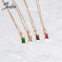 joolim jewelry wholesale no fade simple colorful zircon pendant necklace waterproof gold jewelry