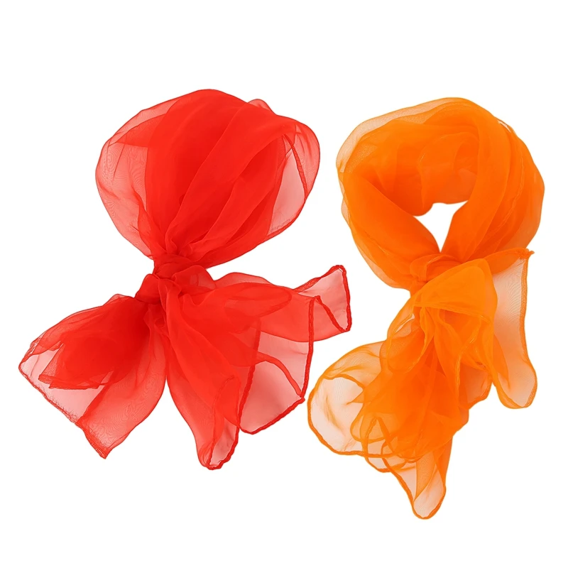 2 шт. милые модные простые квадратные шифоновые шарфы для шеи 70 см X 1 оранжевый и