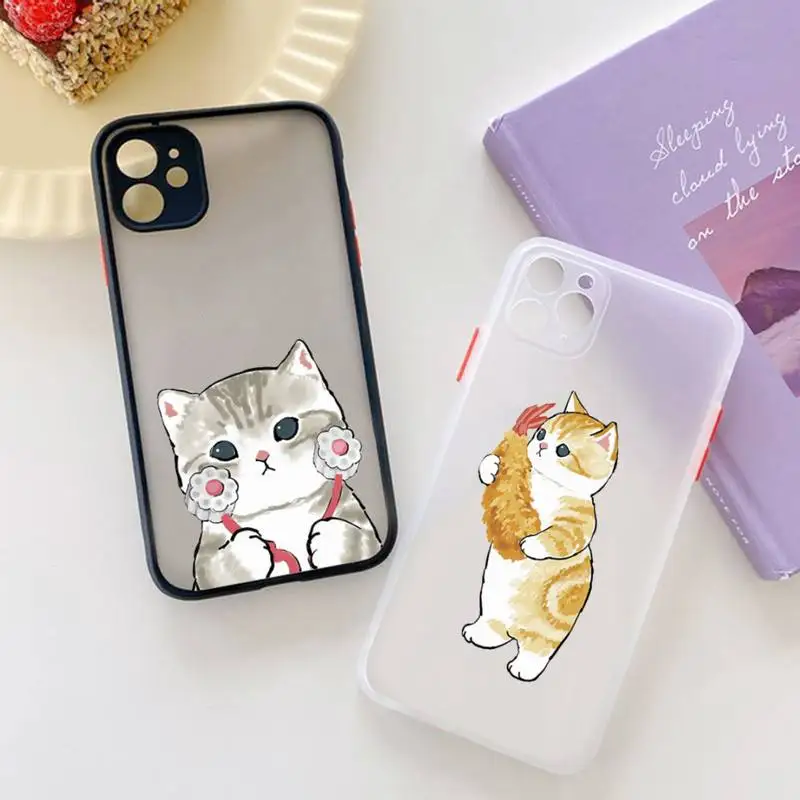 

Cartoon art cat cute painting Phone Case matte transparent For iphone 7 8 11 12 13 plus mini x xs xr pro max cover
