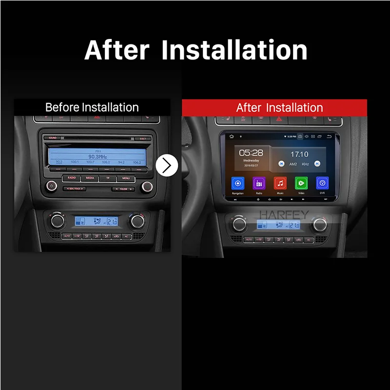 Автомагнитола Harfey Android 9 0 &quot GPS 2 din мультимедийный плеер для VW Golf Jetta Tiguan T5 B7 Passat MK5