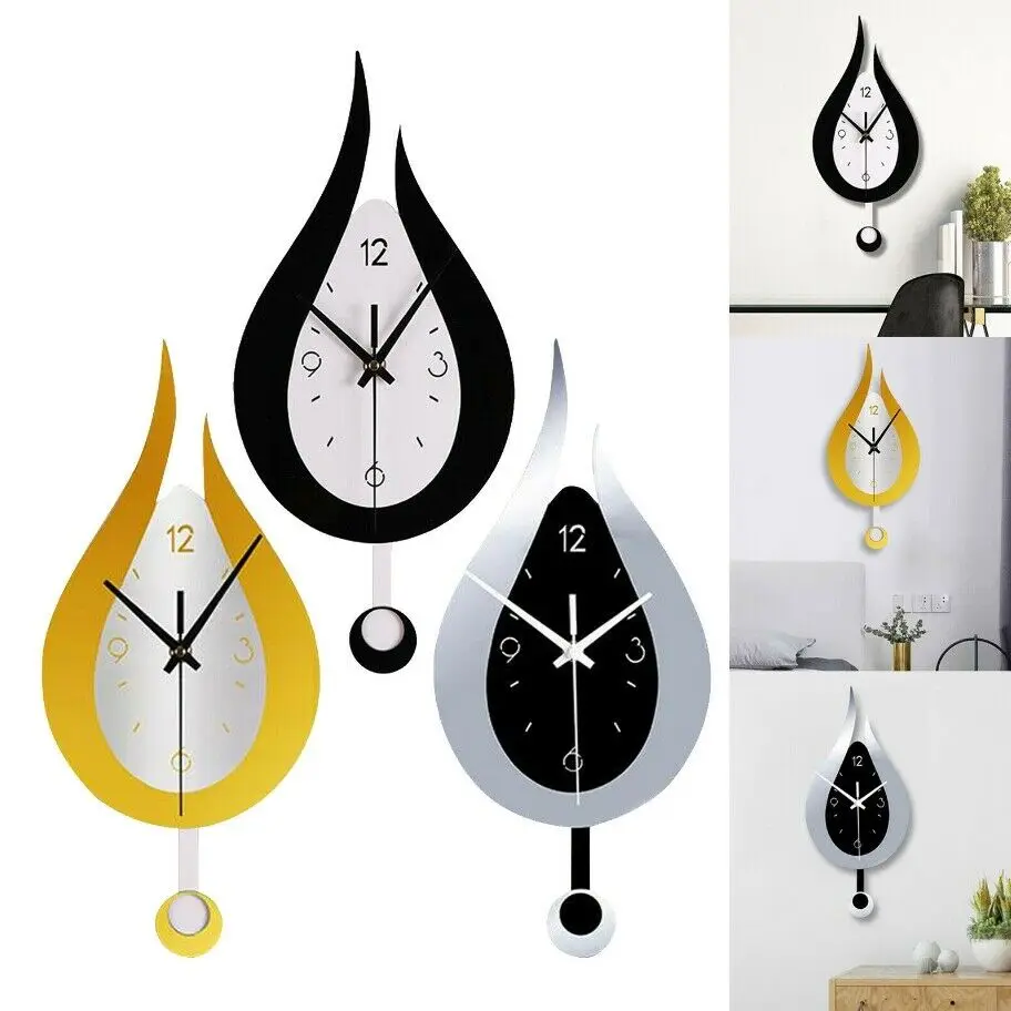 

Modern White Waterdrop Clock Creative Quartz Wall Stickers Clock Acyrlic Wall Pendulum Clock Home Living Room Decor Diy Design