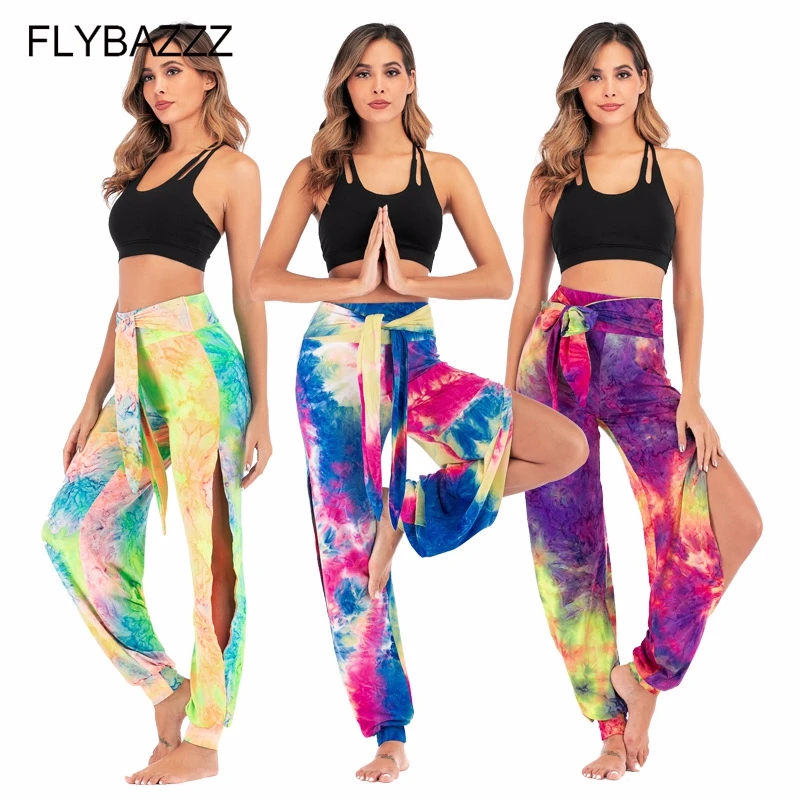 Радуга тай дай печатные эластичные с высокой посадкой пояса свободные леггинсы