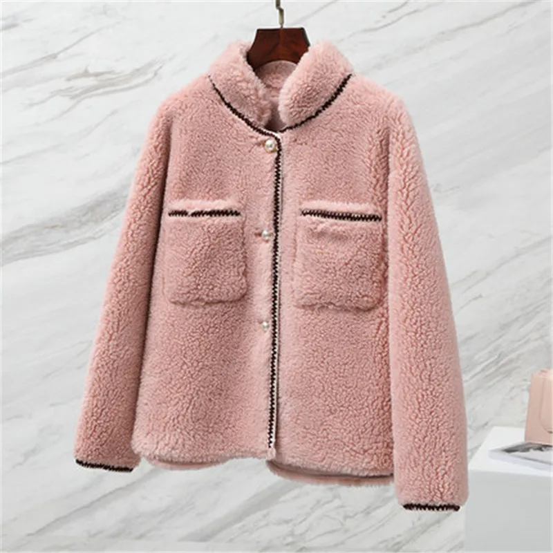 Модные Новые короткие женские пальто из овечьей шерсти 2020 осень зима Корейская