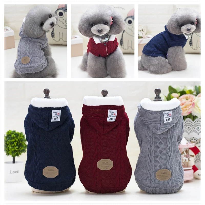 

S-XXL Dog Clothes Knitting Crochet Cloth Sweater For Cats Chihuahua Pets Small Puppy Cat French Bulldog York Winter Pet Clothing