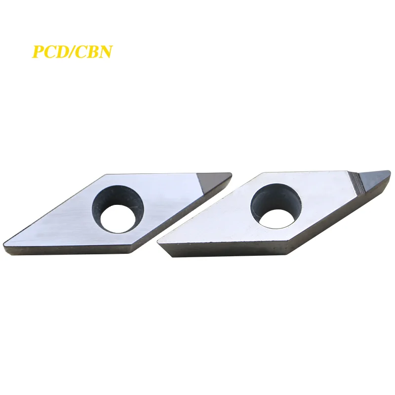 

2pcs VCGT160404 VCGT160408 VCGT110304 PCD CBN Insert High hardness VCGT diamond blade CNC Lathe cutter tool for SVJCR Holder