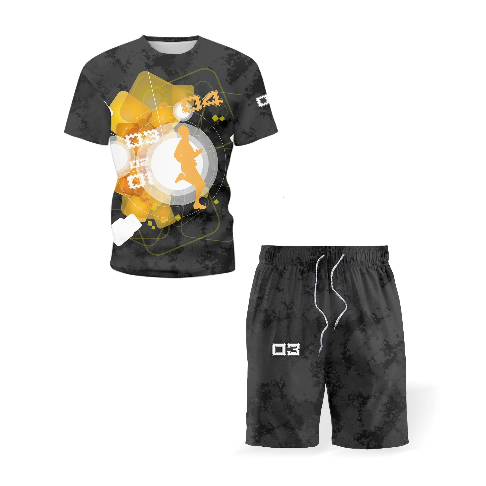 

Summer suit men's casual beach wear short sleeve 2PCS sportswear+shorts fashion sportswear 2021 men's sportswear T-shirt+shorts