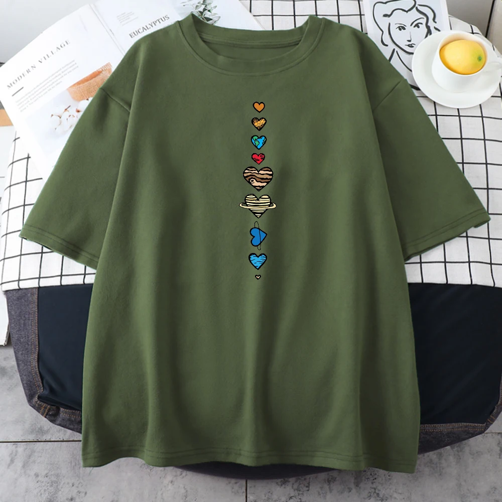 

T Shirt Women Planets Of The Solar System O Neck Vintage Oversize Clothes Cartoon Summer Short Sleeve Loose Female Kawaii Tee