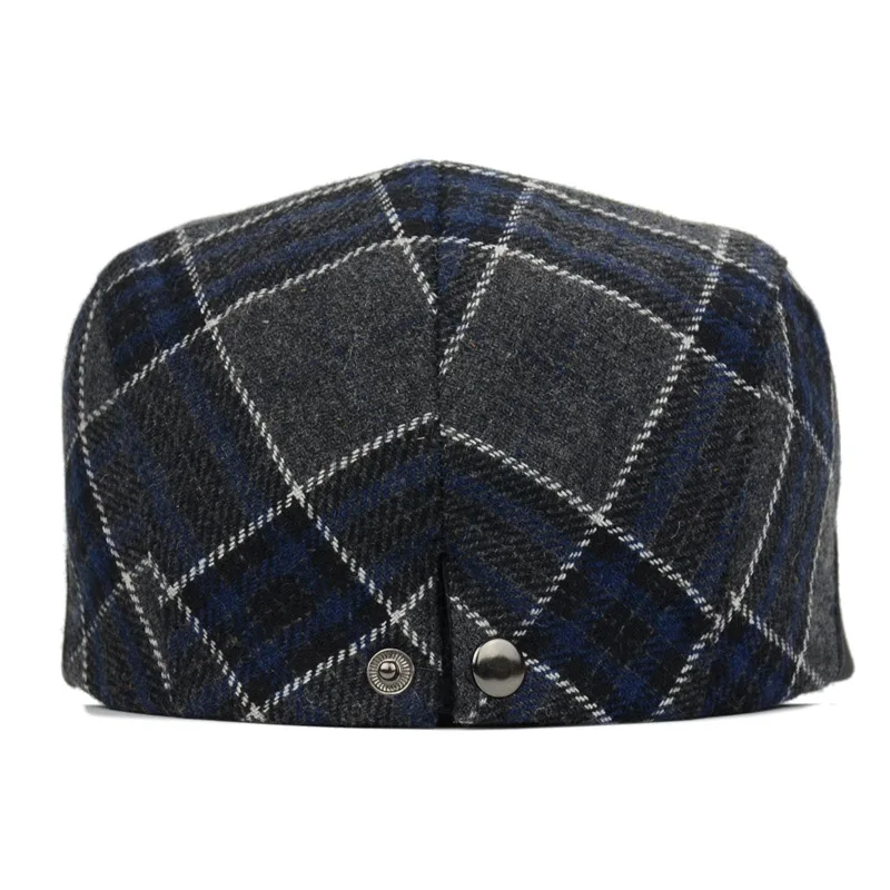 

Fashion Vintage Autumn Winter Hats for Men High Quality Casual Cotton Beret Caps Adjustion Plaid Mens Flat hat