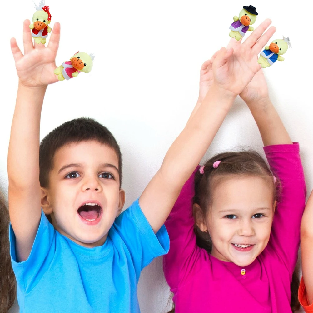 

6pcs/set Stuffed Toys Animal Hand Puppets Cute Plush Ducks Finger Puppets Set Kids Cartoon Animal Hand Puppets