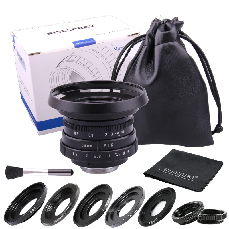 

new arrive RISESPRAY Camera Lens fujian 35mm f1.6 C mount camera CCTV Lens II for N1 Fujifilm Fuji NEX Micro 4/3 EOSM BLACK