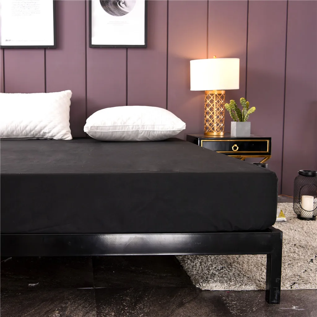 New Solid Color Waterproof Bed Trampoline Cover Mattress Anti-skid Protective Cover Home& Garden Wholesale& Drop Shipping