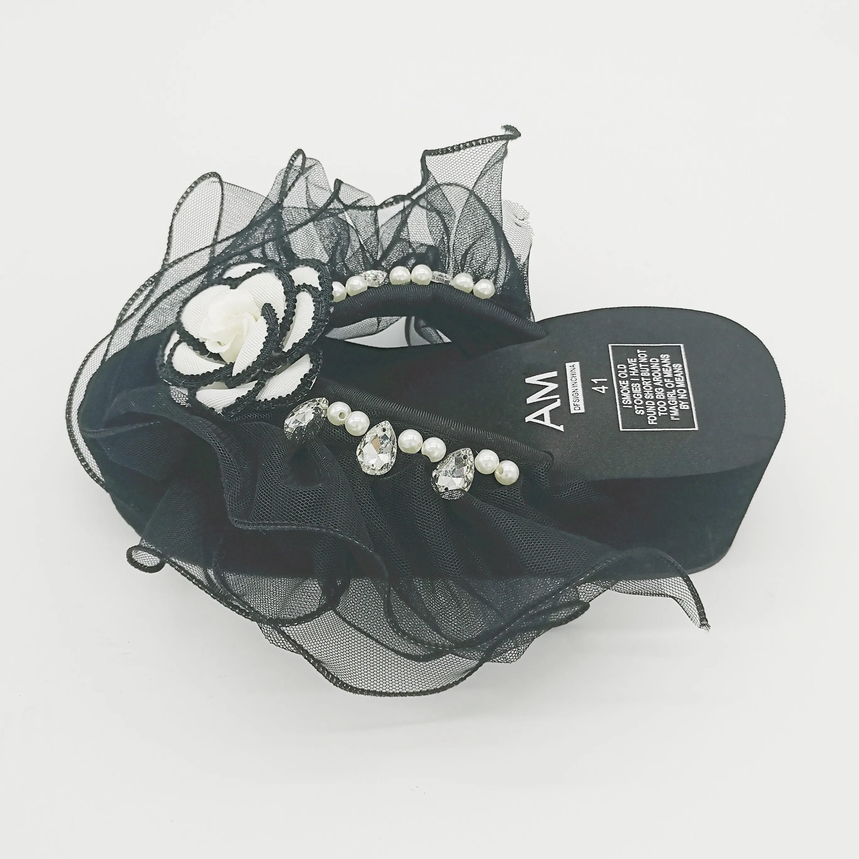 HAHAFLOWER/Летняя обувь женские прозрачные босоножки на толстой подошве с кружевным