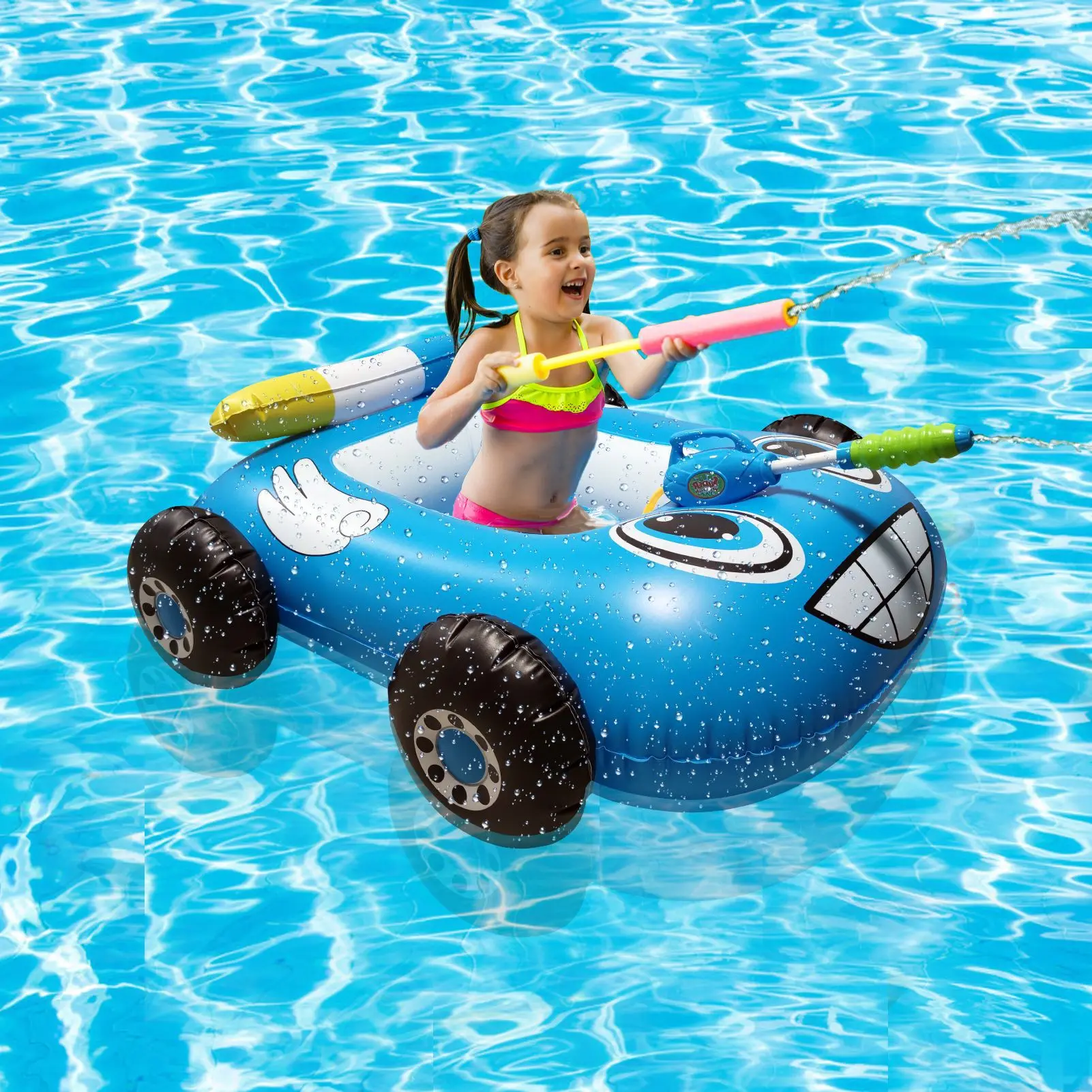 

new inflatable sprinkler Children's swimming ring Take a water gun and pull a playing water toy