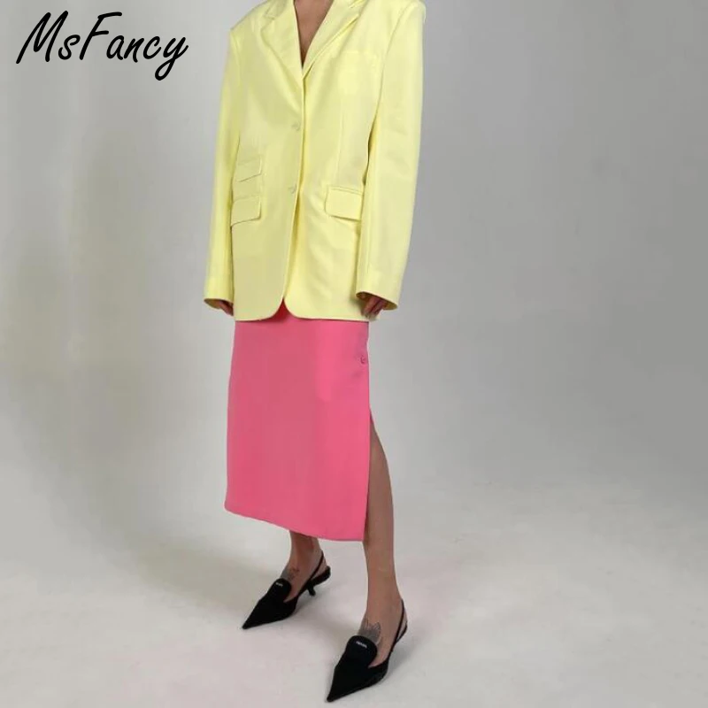 Женский блейзер большого размера Msfancy винтажная однобортная куртка осень 2021