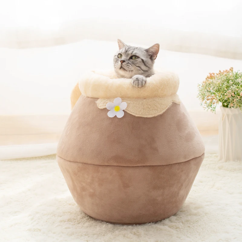 Honey Pot Dog Bed Pet Tent Thickened Warm Cat Nest Kennel Foldable Closed Sofa Puppy House домик для кошки | Дом и сад