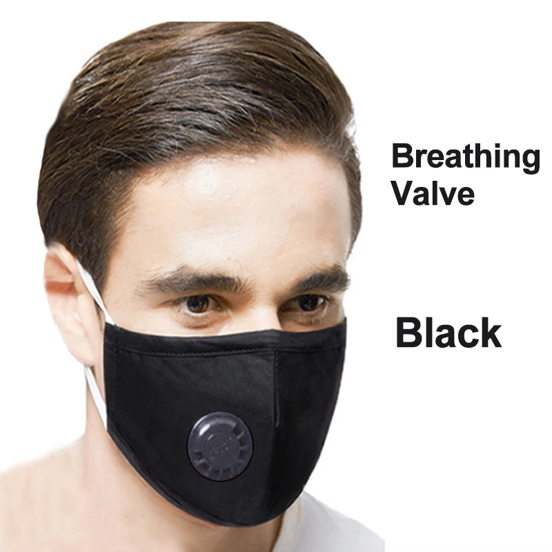 Anti Pollution PM2.5 Flter Mouth Mask Dust Respirator Washable Reusable Masks Cotton Unisex Bacteria proof Flu Face Black | Безопасность