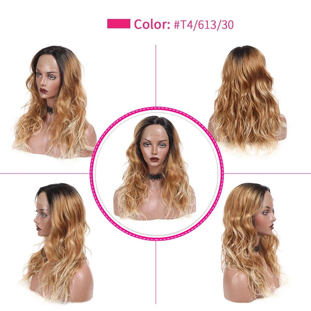 DQ волнистый синтетический парик фронта шнурка 18 &quotдлинный волос для женщин