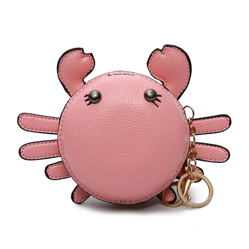 

2020 Creative PU Leather Cute Crab Mini Coin Purse Keychain Women Small Wallet Funny Crab Pendant Key Chain Bag Backpack Keyring
