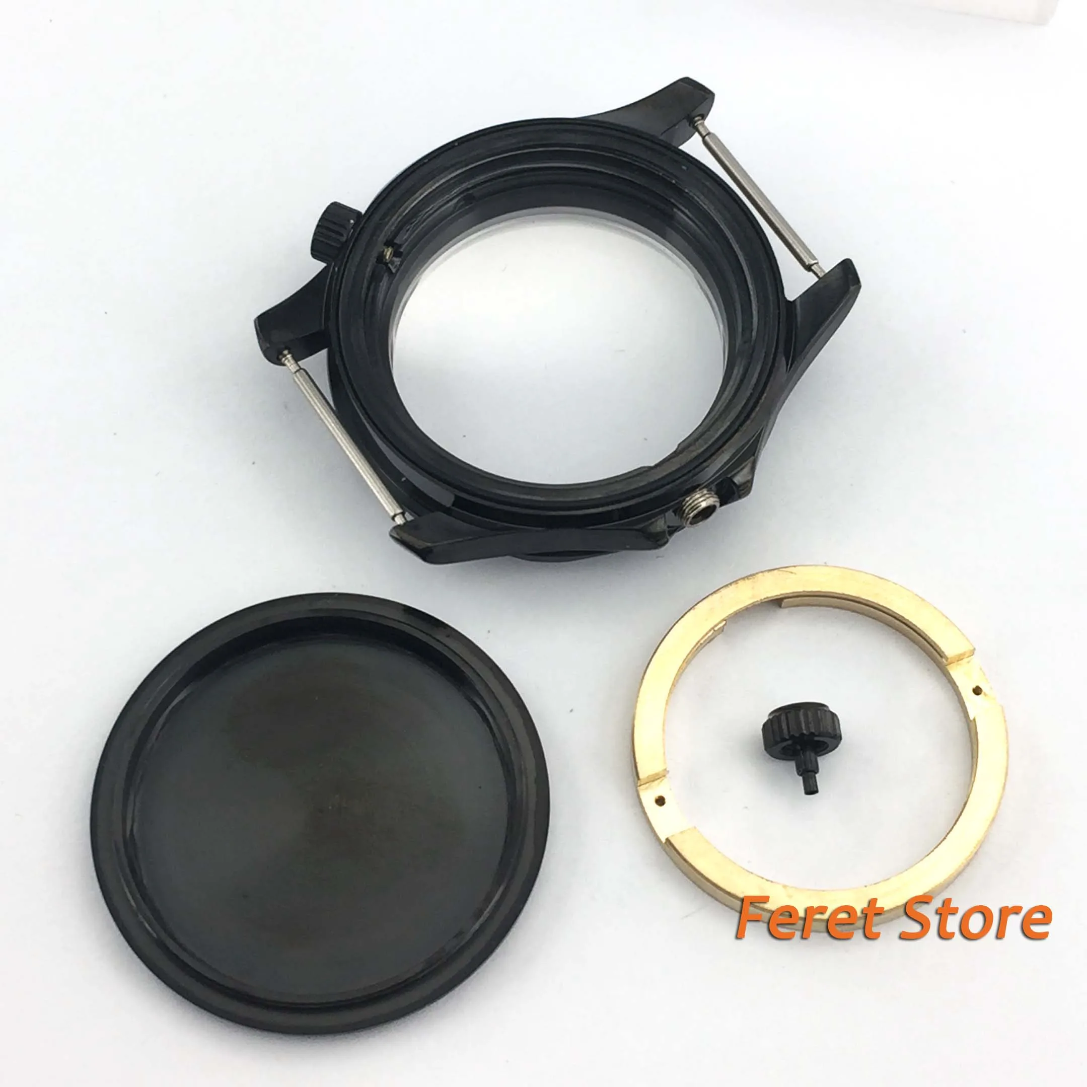 

Polished 41mm PVD black stainless steel sapphire glass fit ETA 2836 Miyota 82 DG3804 luminous ceramic bezel watch case