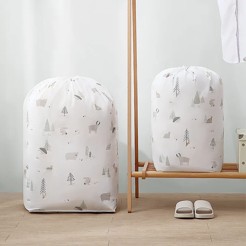 

Round Wardrobe Storage Bag PEVA Clothes Quilt Organizer Dust-Proof Home Organization