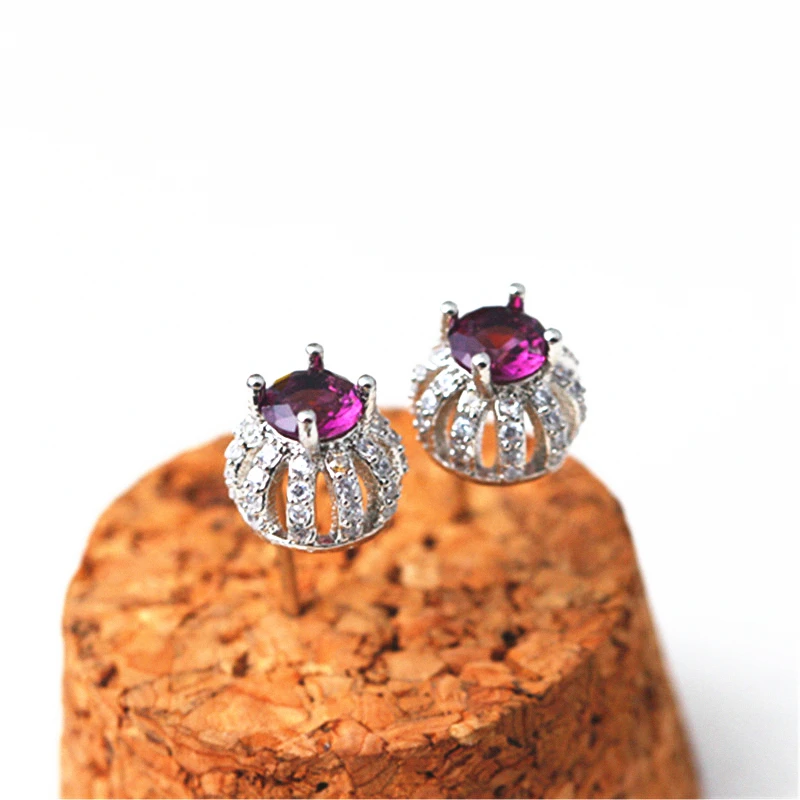 

New Silver Earrings Beautiful Temperament Women's Crown Inlaid Crystal Zircon Earrings Jewelry Gifts