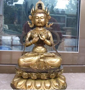 free shipping 13&quotChinese Buddhism Bronze Copper Guan Yin Kwan-yin Bodhisattva Buddha statue |
