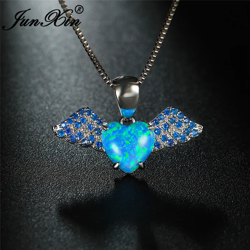 Милый ангел крылья кулон в форме сердца Подвеска для женщин серебряная Цвет