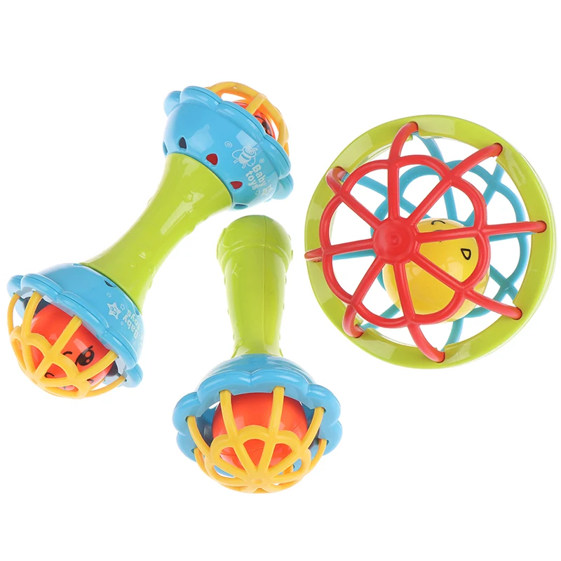 

Plastic Food Grade Baby Rattles Toy Teething Rattle Hand Bell Intelligence Grasping Gums Baby Teether Education Toy for 0-3years