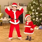 Детские Рождественские костюмы с Санта-Клаусом, костюмы для выступлений, взрослые костюмы, комплекты одежды для родителей и детей