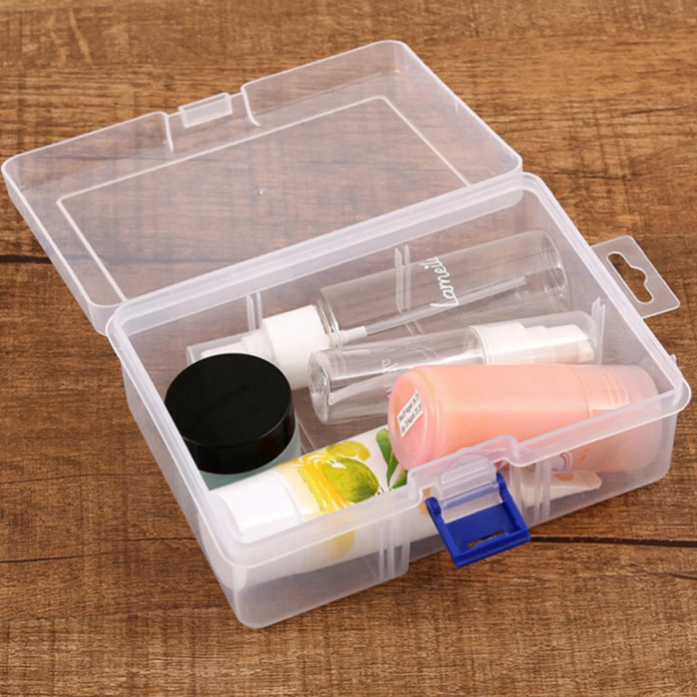 

Plastic Storage Box Transparent Jewelry Makeup Storage Case Organizer With Flip Top Home Bedroom Office Desktop Organization