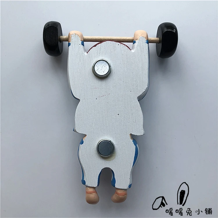 Cartoon weightlifting doll resin refrigerator sticker three-dimensional magnetic decoration | Дом и сад