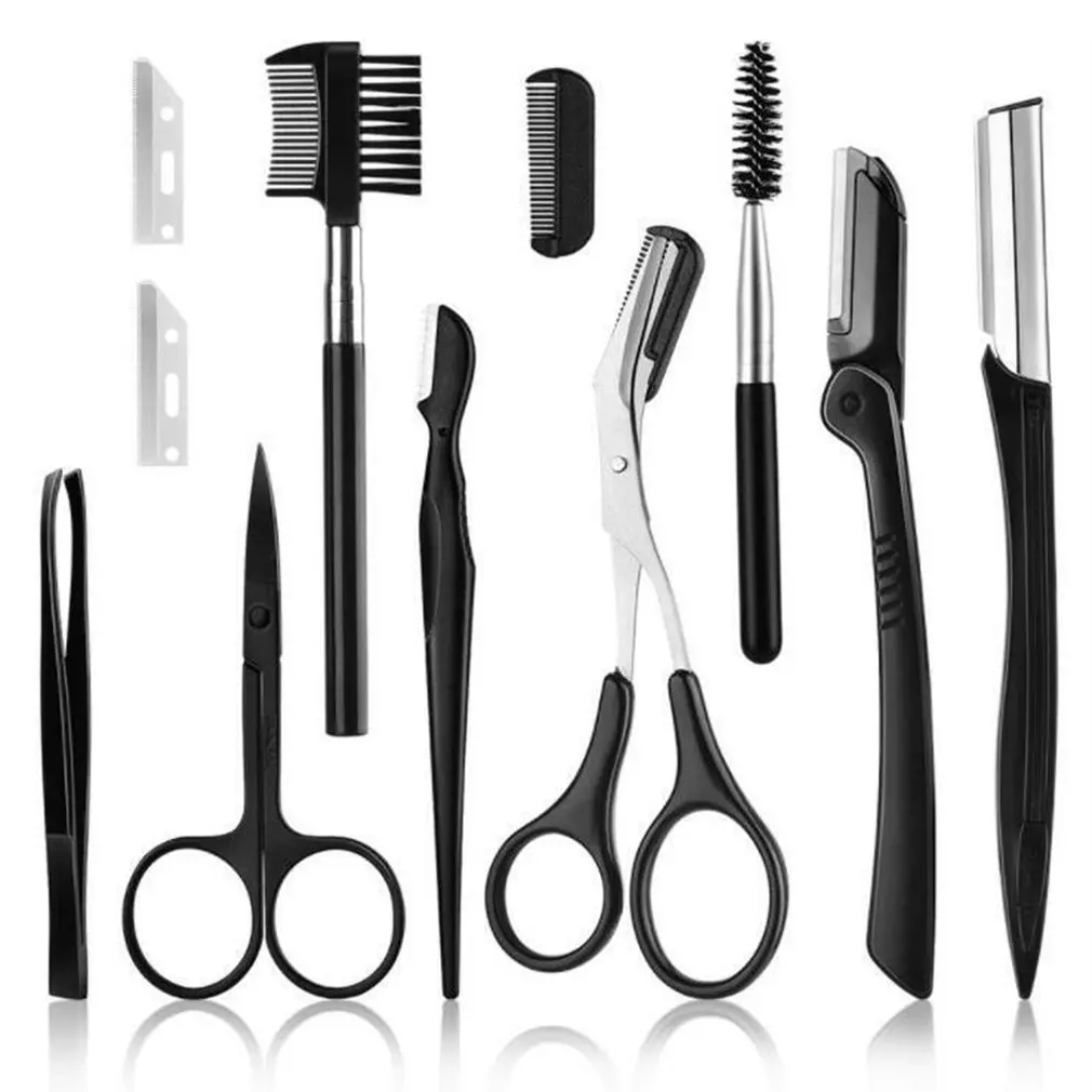 

11pcs Eyebrow Set Eyebrow Razor Eyebrow Scissors Eyebrow Tweezers Eyebrow Comb Eyebrow Brush For Women And Men