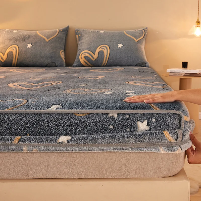 Зимняя теплая натяжная простыня домашний текстиль бархатный утолщенный