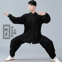 taijiquan training tai chi training long sleeves top pants set unisex chinese traditional kungfu set large size multies colors