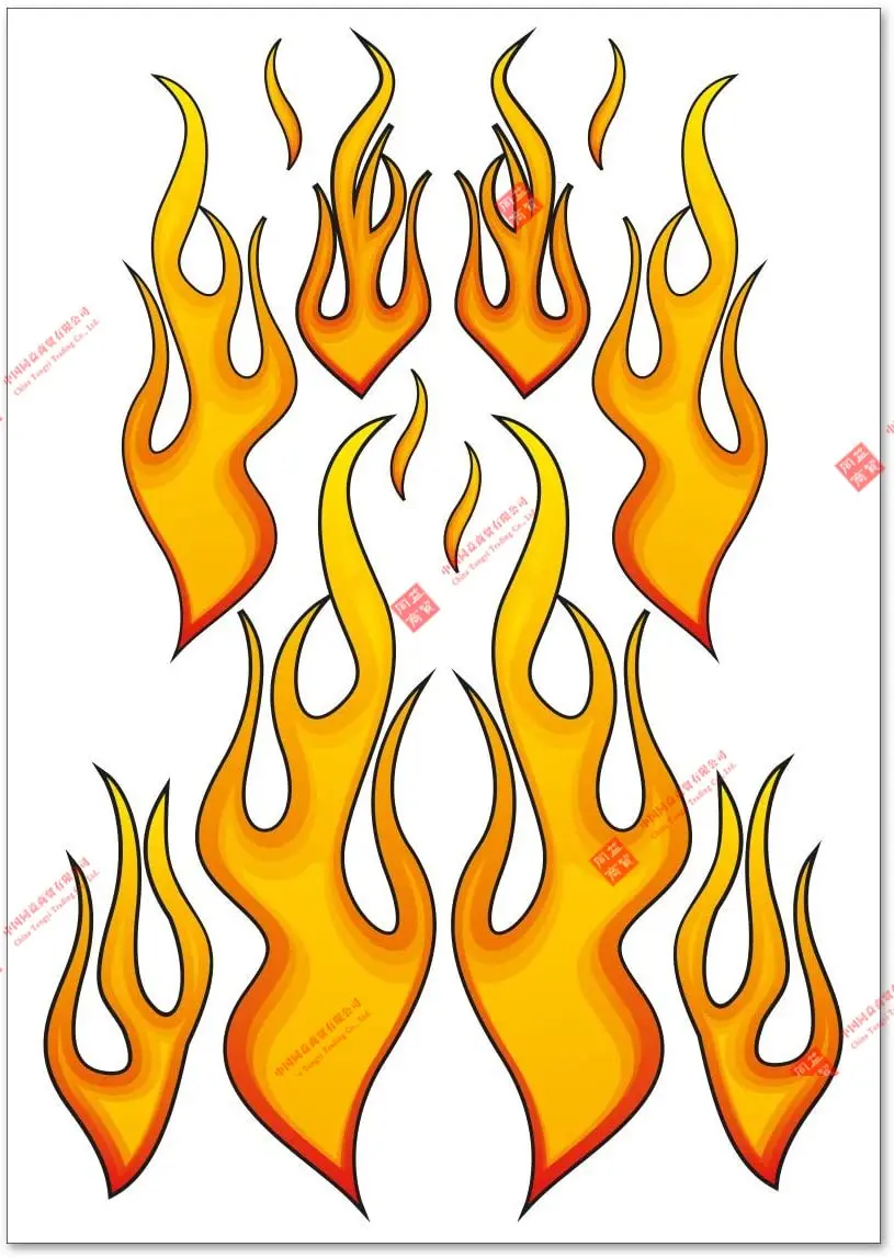 

Мультяшные автомобильные наклейки, огненное пламя, Стайлинг автомобиля, виниловые наклейки для мотоциклов, царапины, водонепроницаемые ПВХ