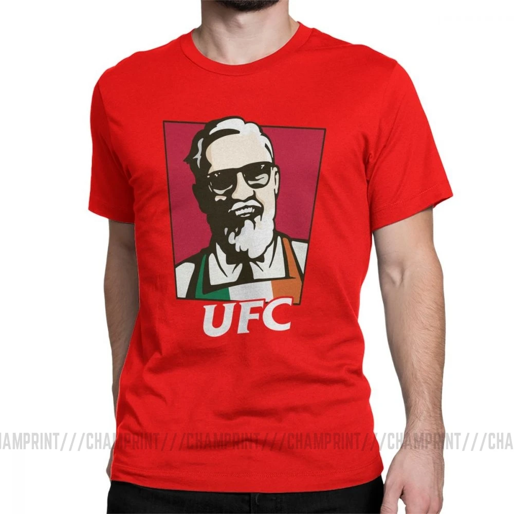 Король Конор Макгрегор MMA KFC креативная хипстерская футболка для мужчин с коротким рукавом топы серые футболки из чистого хлопка футболки с круглым вырезом - Цвет: Красный
