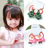 christmas series hair accessories cartoon head rope girls hair rope colored rubber band decorations new elastic hair bands