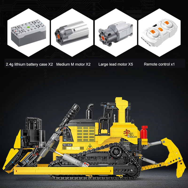 1866 PcsTechnical Engineering Large Bulldozer Car RC APP Programming Remote Control Building Blocks Vehicle Bricks Toys For Kids | Игрушки и