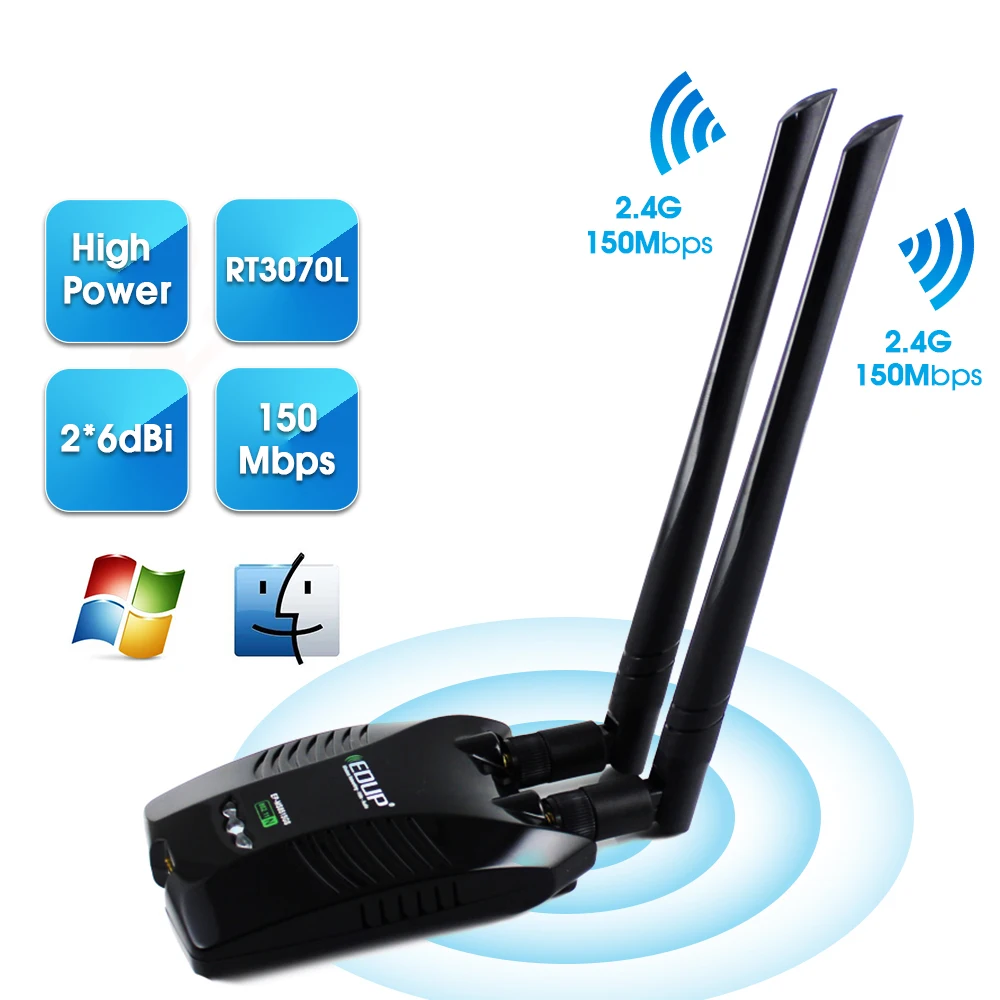 EDUP Ralink RT3070L беспроводной usb wifi адаптер с высоким коэффициентом усиления 2 * 5dBi