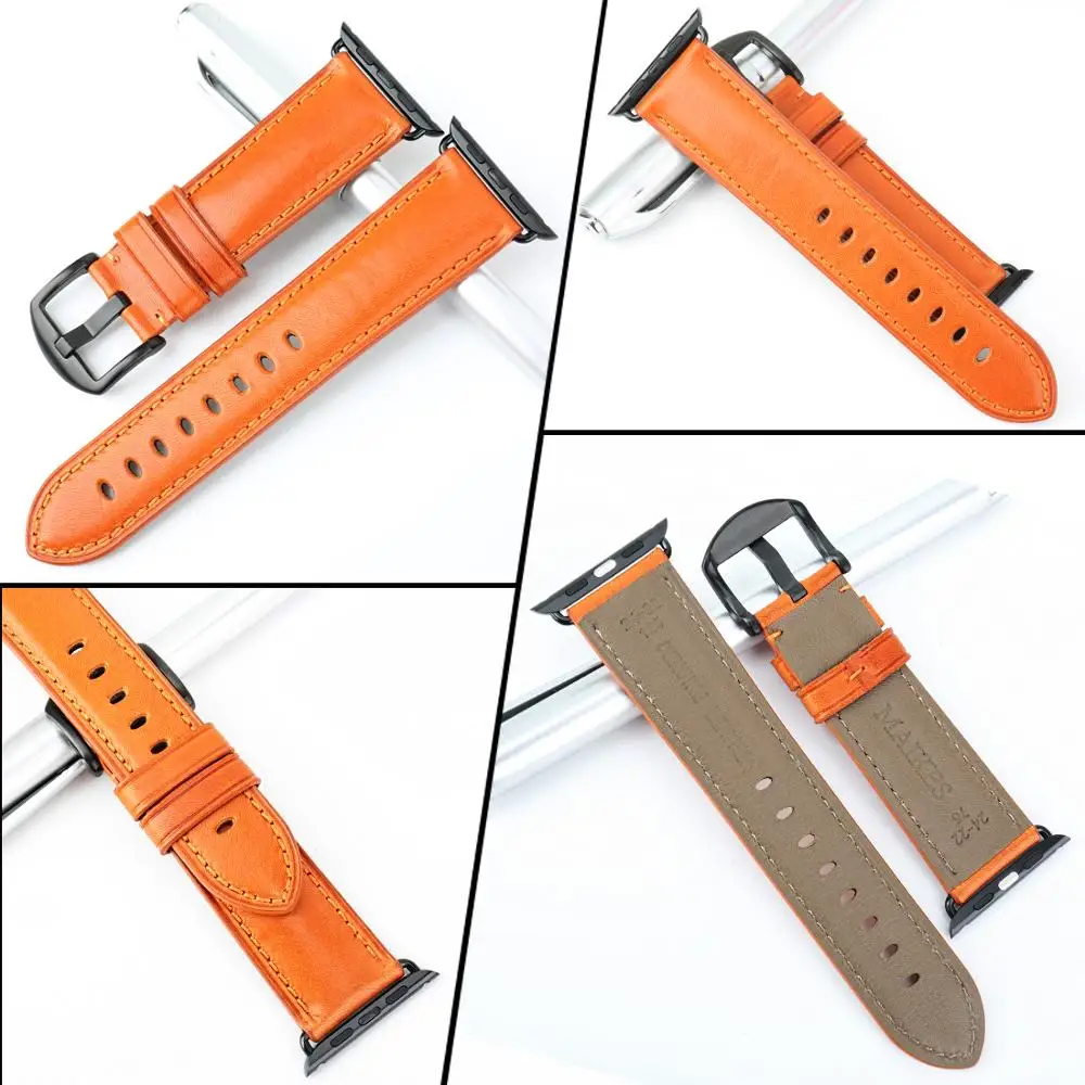 MAIKES для Apple Watch Band 44 мм 40 и ремешок часов аpple 42 38 натуральная кожа часы аксессуары