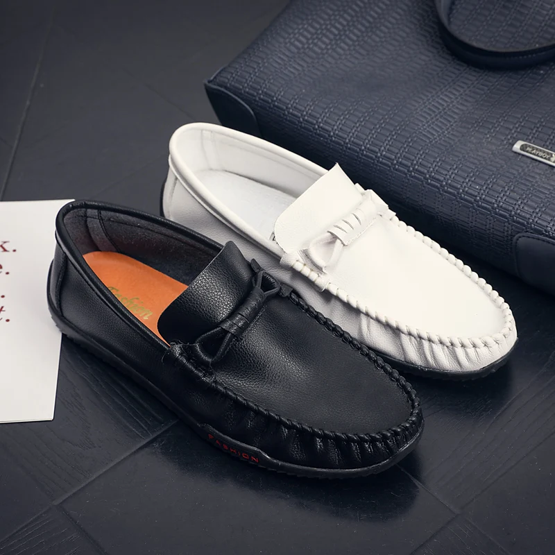 

Mens Shoes Casual Natural Leather Retro Brand Loafers Lightweight Outdoor Driving Boat Shoes Antiskid Soft Flats Moccasin Homme