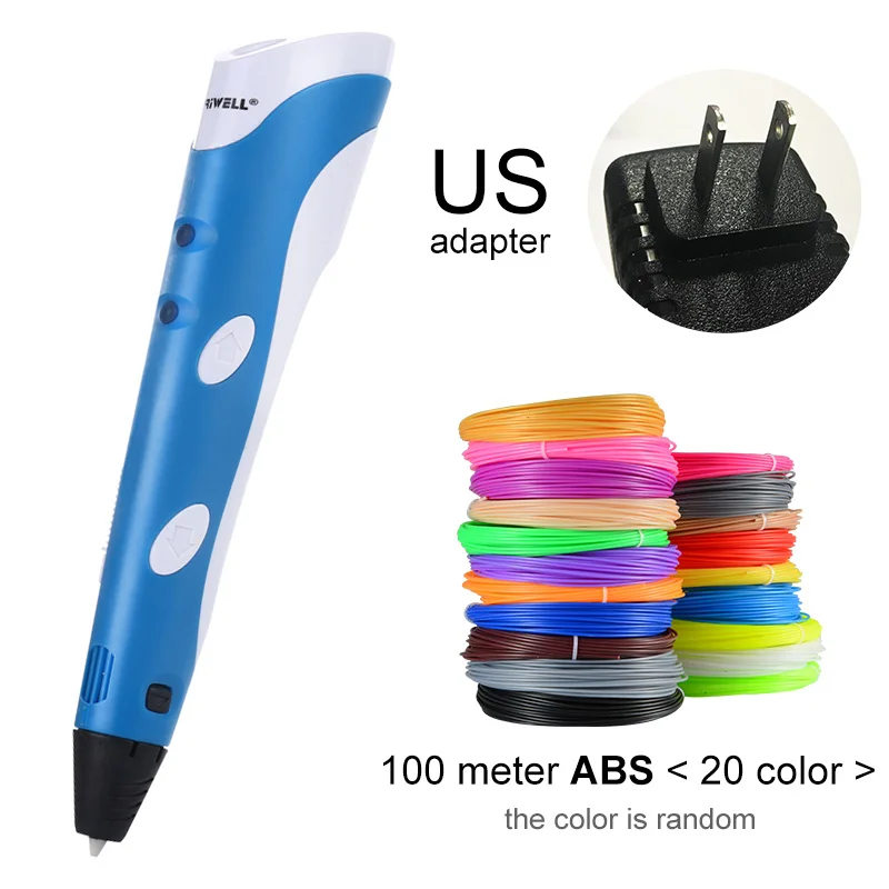 Blue US-100m ABS Myriwell 3D печати Ручки 1,75 мм ABS Smart 3D ручка с нити для детей развивающая серия хобби игрушки - Цвет: Blue US-100m ABS